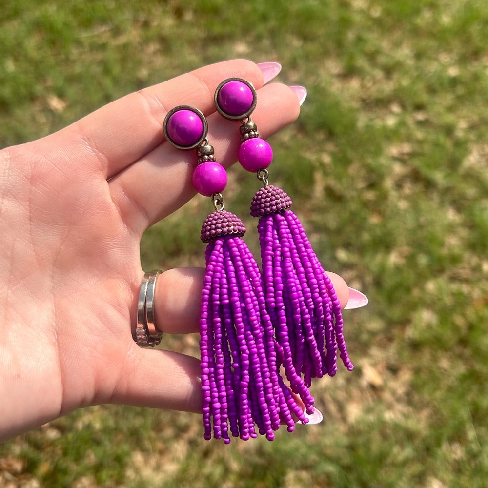 BaubleBar Purple Beaded Tassel Earrings